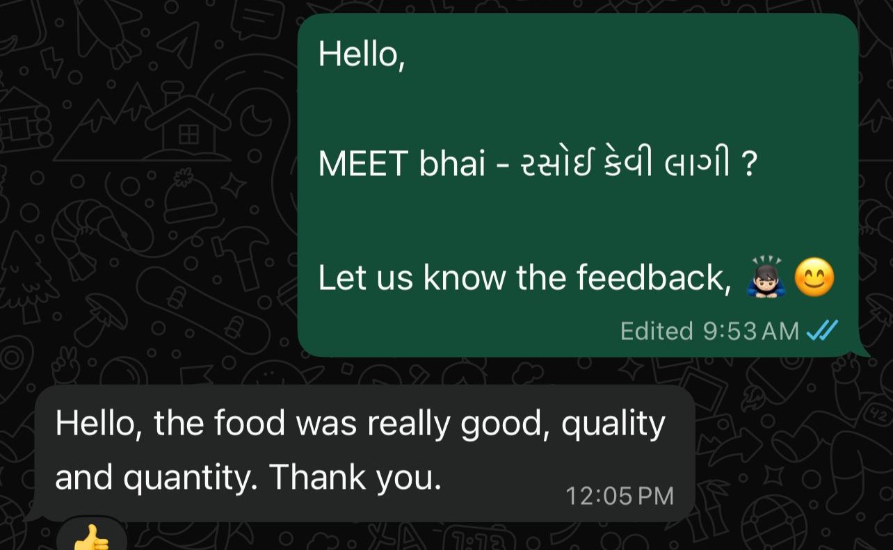 WhatsApp conversation with Meet